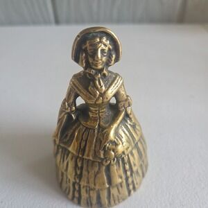 Antique 3" Solid Brass Table Bell  Victorian Woman Dress MADE IN ENGLAND